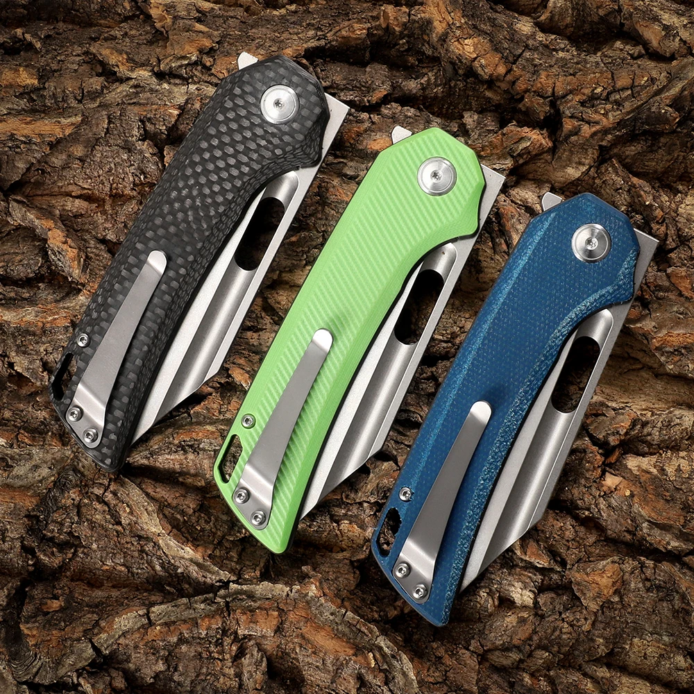 NINE THORN F4 Folding Knife 14C28N Blade CF Handle Outdoor Utility Hunting Camping Survival Kitchen Fruit EDC Tool