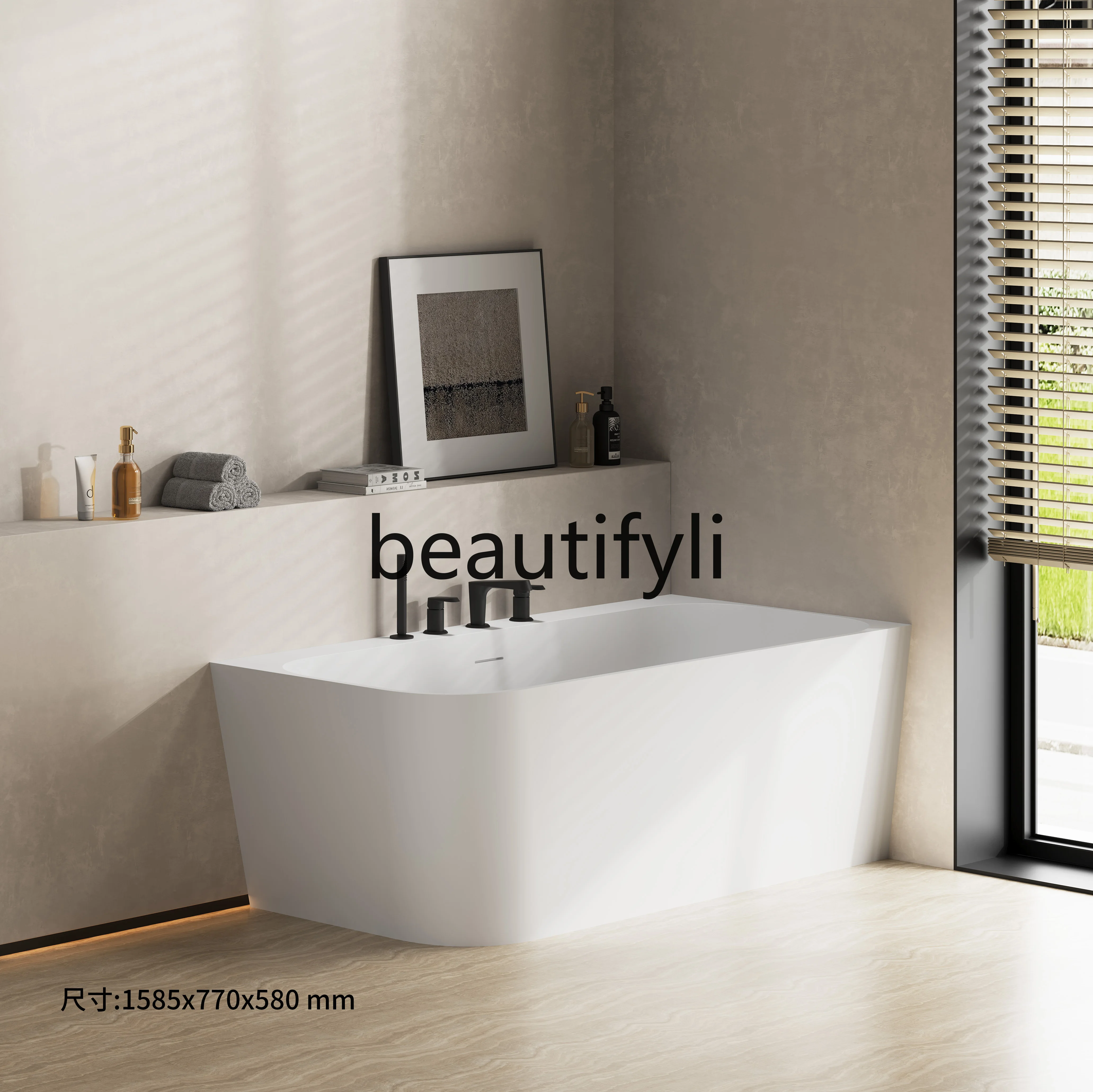 

PMMA artificial stone bathtub Household corner against the wall Left and right skirt hotel B & B bathtub
