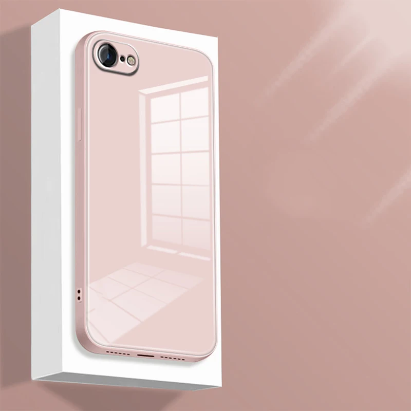 Luxury Square Liquid Tempered Glass Phone Case For iPhone 17 16 E 15 14 13 12 11 Pro XS max X XR Plus Camera Protection Cover