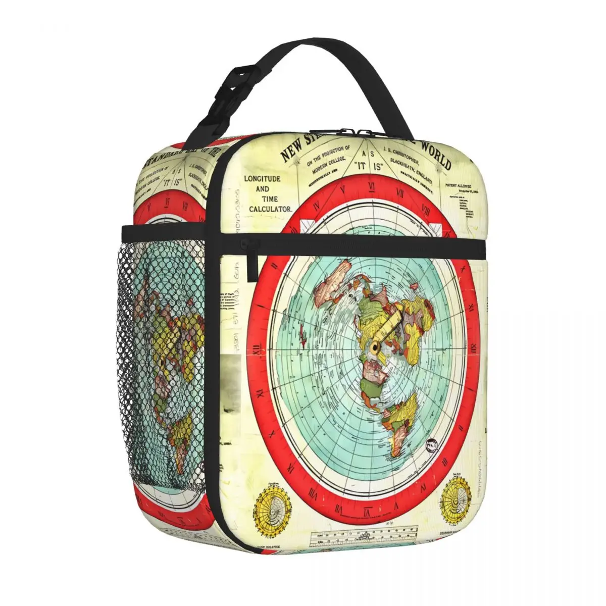 Bestselling Gleason 1892 Flat Earth Map Research Flat Earth Preppy Lunch Handbag Road Trip Nylon Lunch Bag