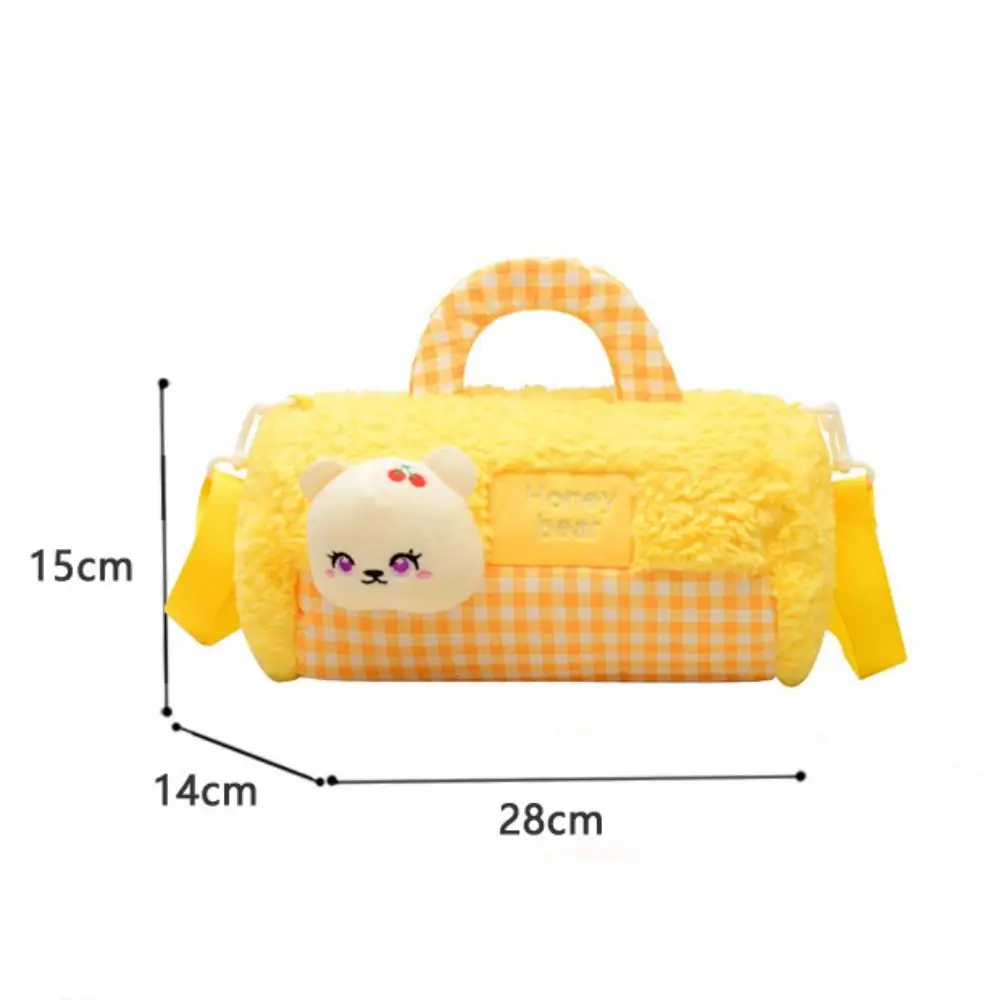 Animals Cylindrical Plush Backpack Plush Doll Large Capacity Doll Shoulder Bag 15cm Cute Cartoon Plush Schoolbag Lady