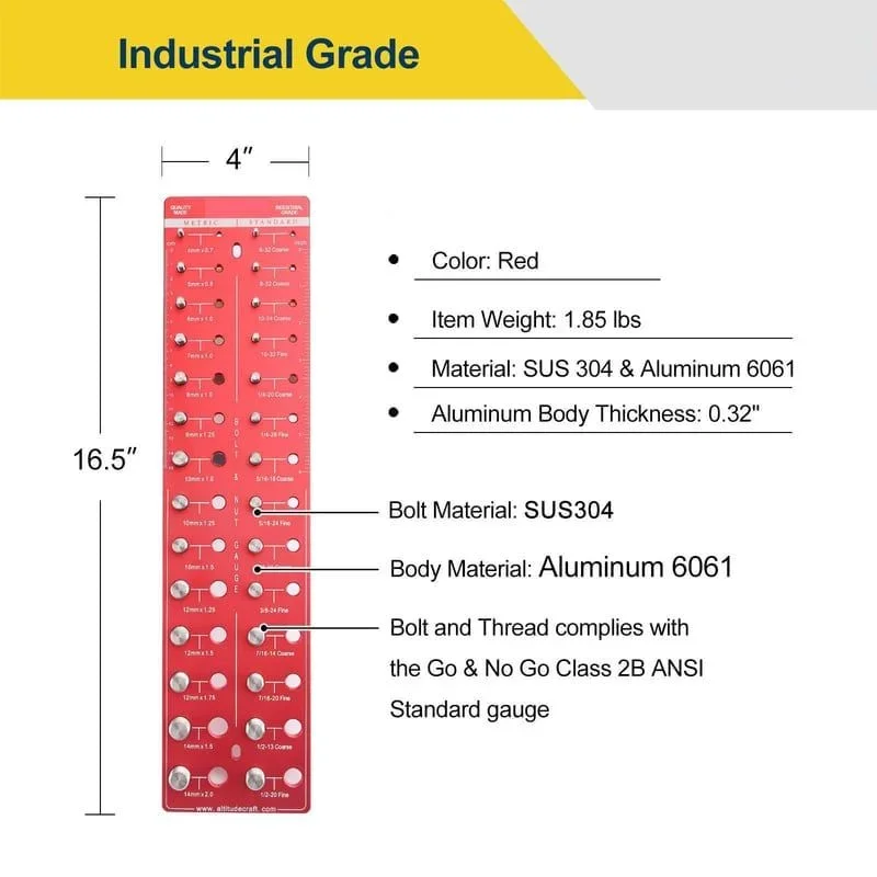 Nut and Bolt Thread Checker Precision Thread Gauge Nut Bolt Screw Measuring Tool Screw Measuring Gauge Thread Checker Set