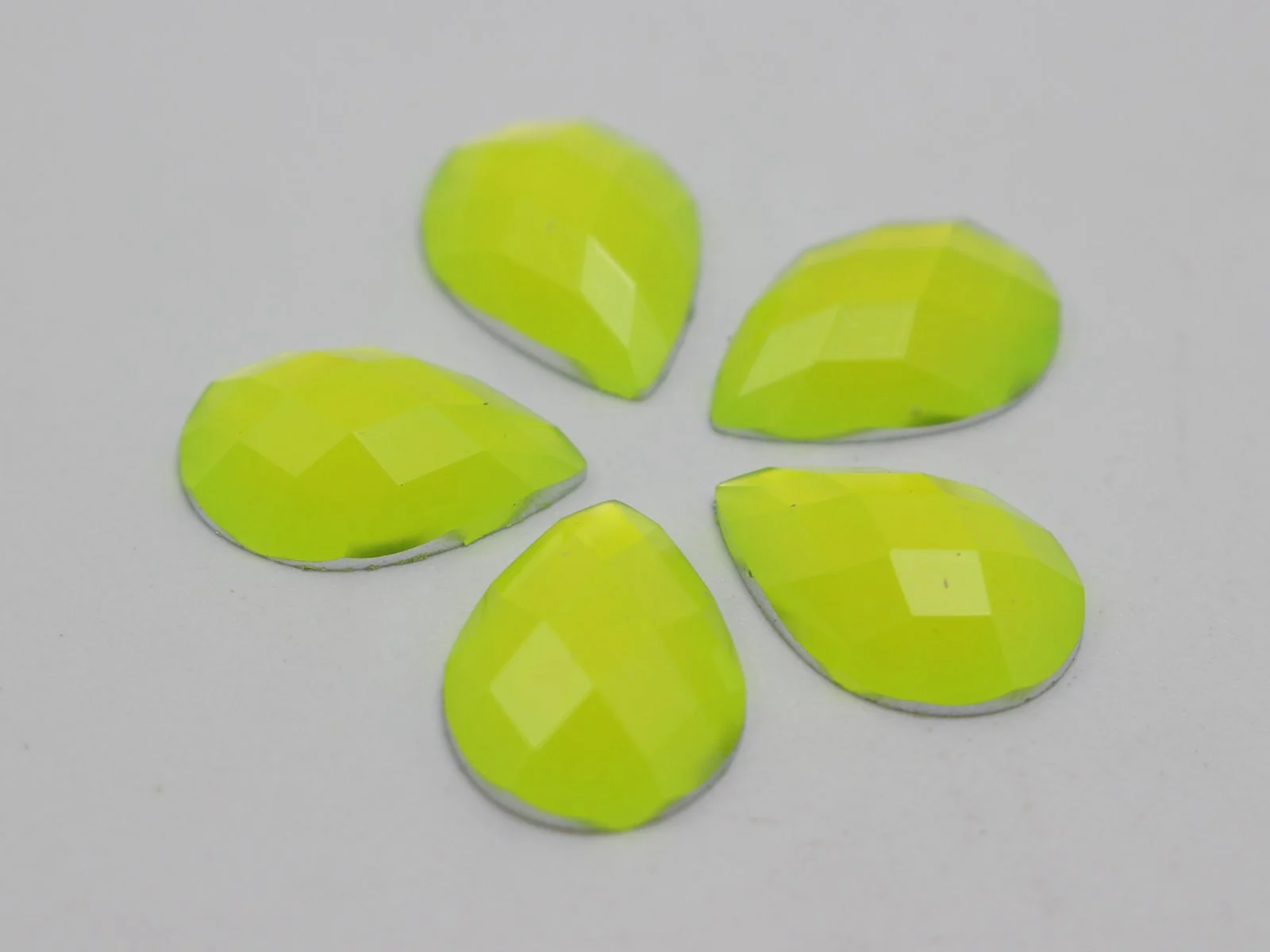 100 Mixed Neon Color Flatback Acrylic Teardrop Rhinestone Gems 10X14mm No Hole