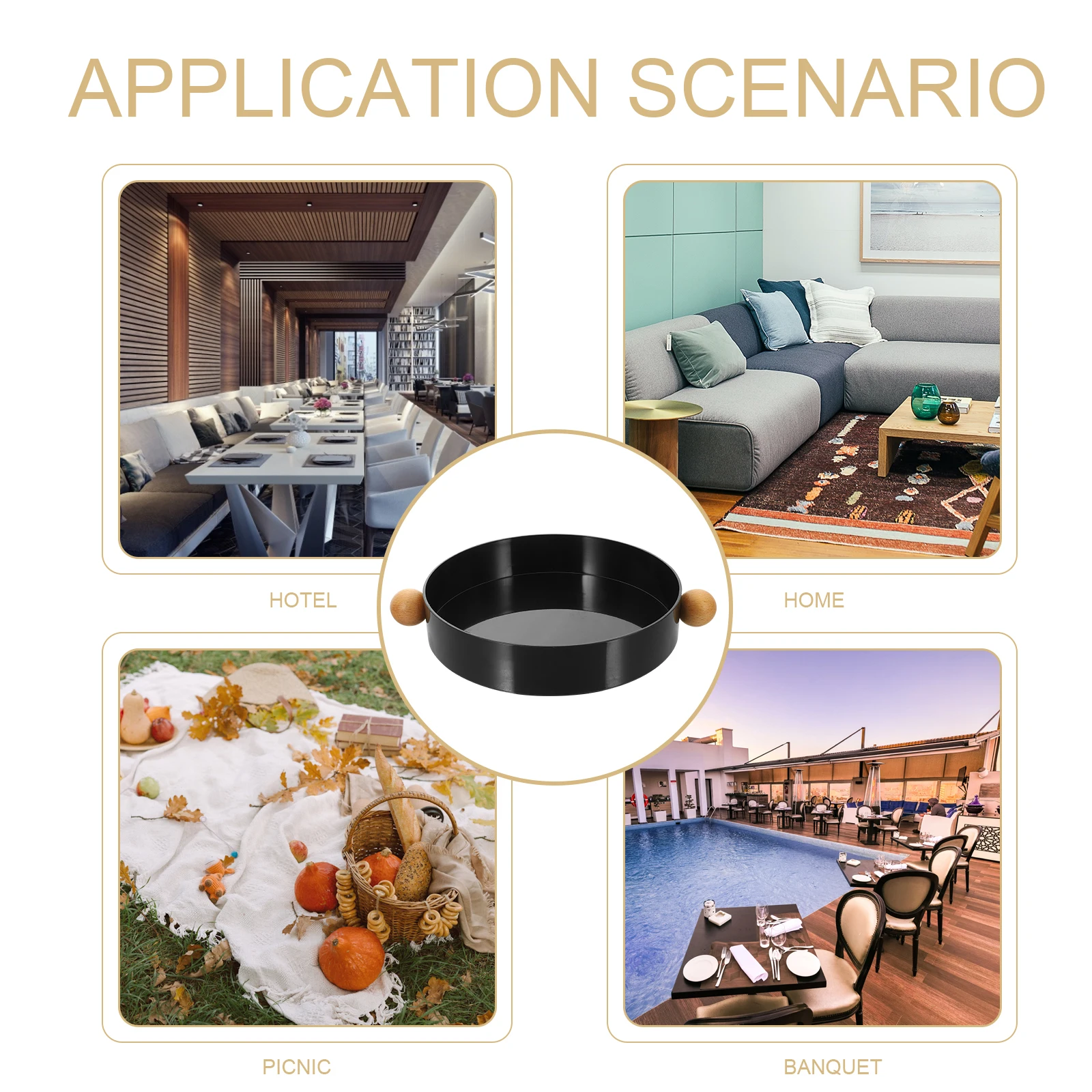 

Exquisite Craft Fruit Display Tray Wooden Ball Handle Multi-Purpose Desktop Accessories Organizer Decorative Party Tray