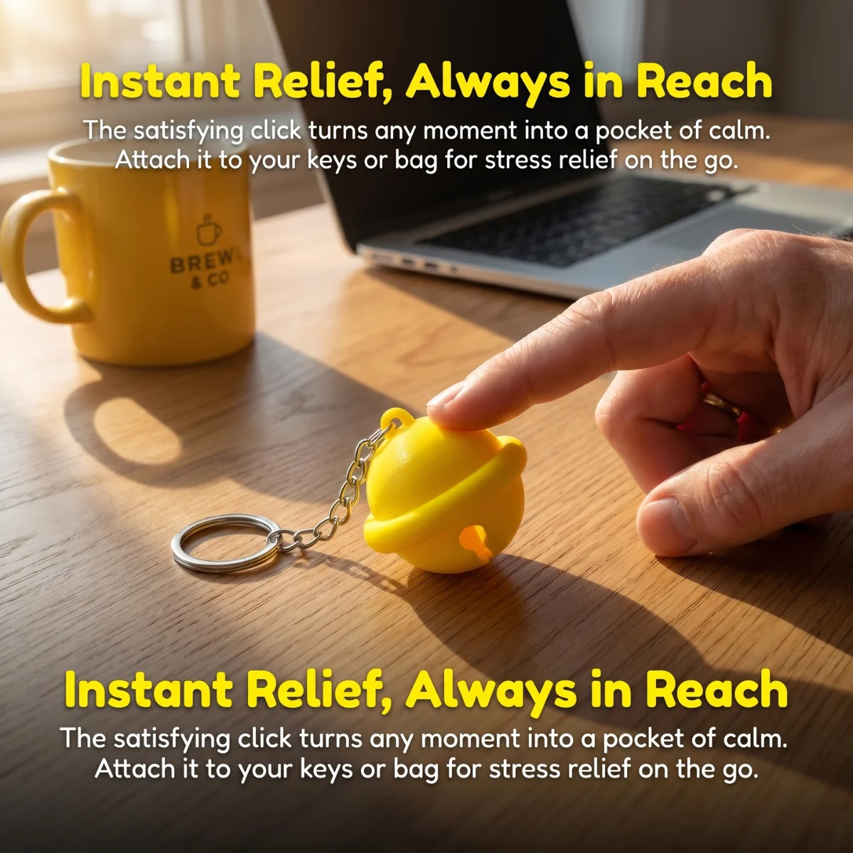 1 Pack 4.6cm 3D Printed Eco-Friendly PLA，Bell Fidget Keychain, Novelty Bag Charm with Sturdy Metal Split Ring