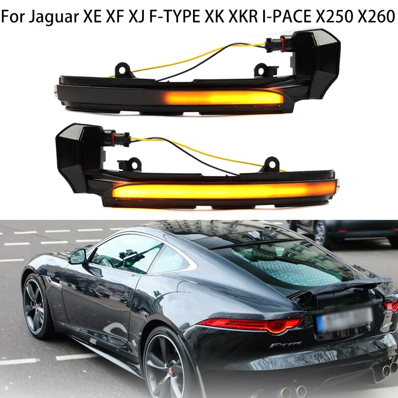 For 2007-20 Jaguar XE XF XJ F-TYPE XK XKR I-PACE X250 X260 LED Dynamic Car Side Mirror Blinker Turn Signal Light Indicator Lamp