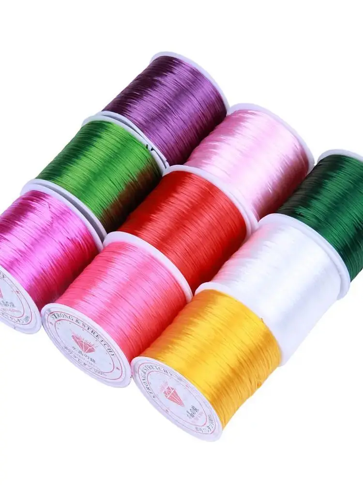 60Meters 0.8mm Elastic Thread Round Crystal Line Nylon Rubber Stretchy Cord Elastic Rope for Jewelry Making Beading Bracelet