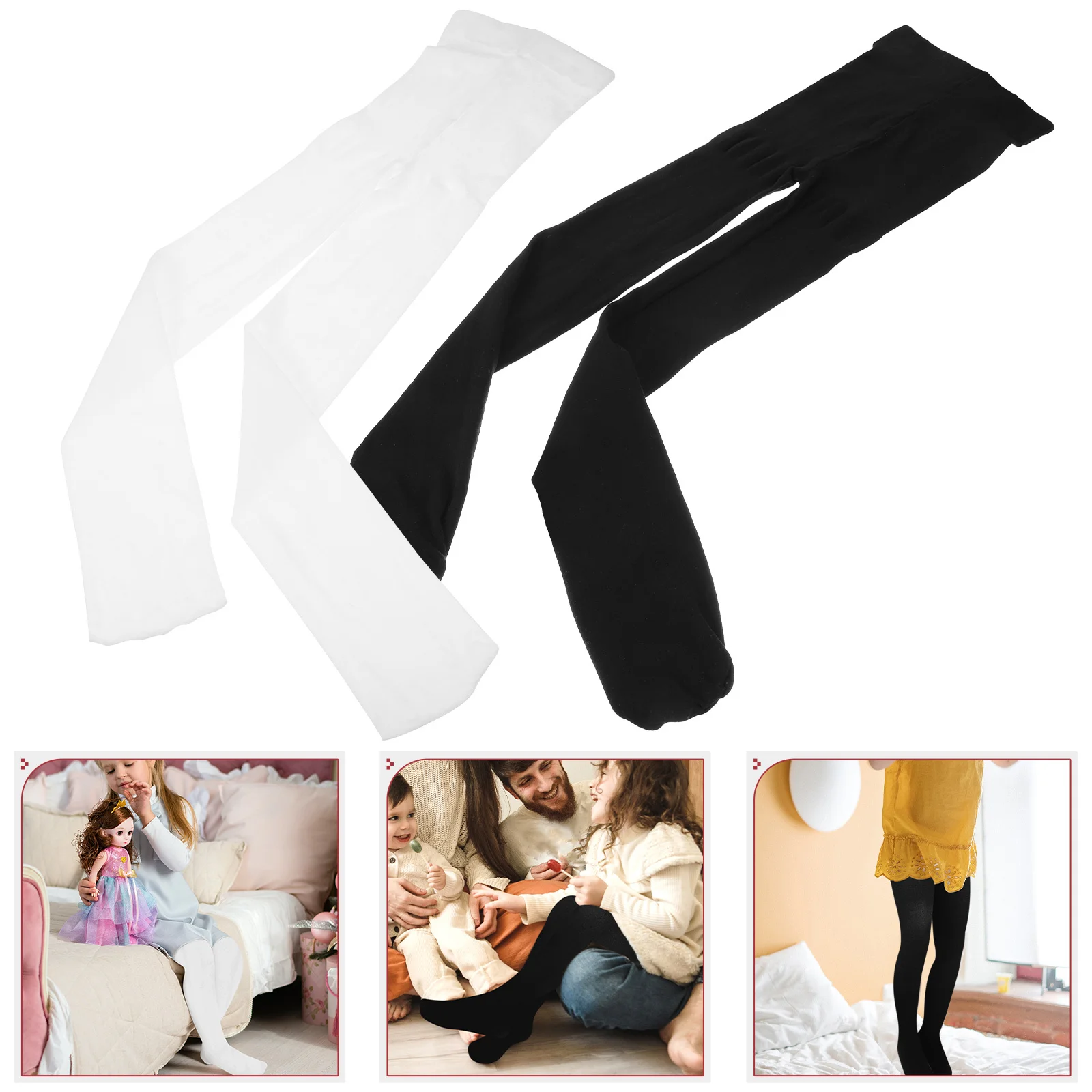 

2Pcs Ballet Girls Pantyhose Smooth Comfortable Kids Tights for Dance Performance Footed Tights for Girls 7-8 Soft Elastic