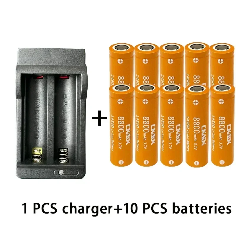 New 14500 Rechargeable Lithium-ion Battery 3.7V 8800mAh Flashlight Battery LED Toy+charger