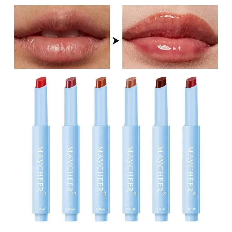 6 colori gelatina rossetto penna-impressa lucidalabbra solido lucidalabbra acqua balsamo per labbra cosmetici colorazione facile duraturo Dewy Moisturi O3V4