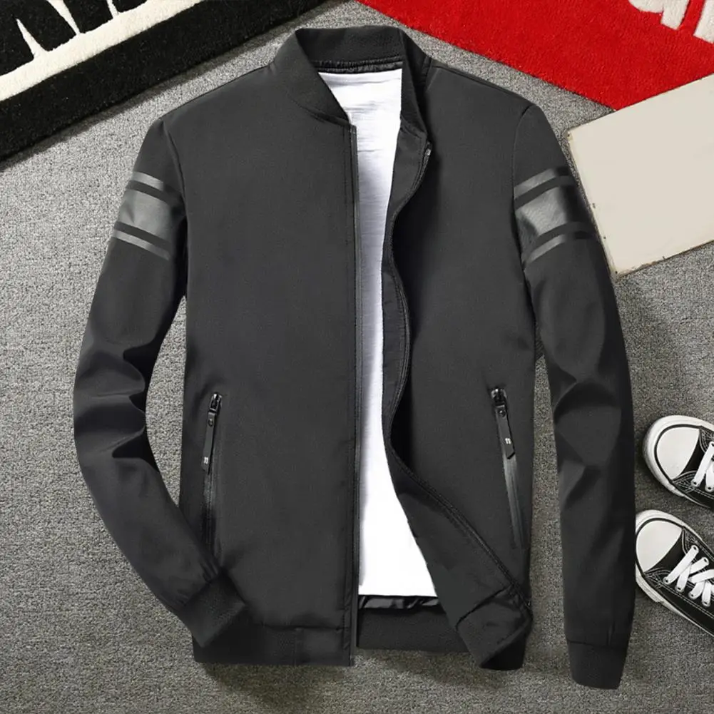 Trendy Jacket Coat Lightweight Long Sleeve Versatile Men Pure Color Korean Style Thin Jacket Coat  Men Jacket Windproof