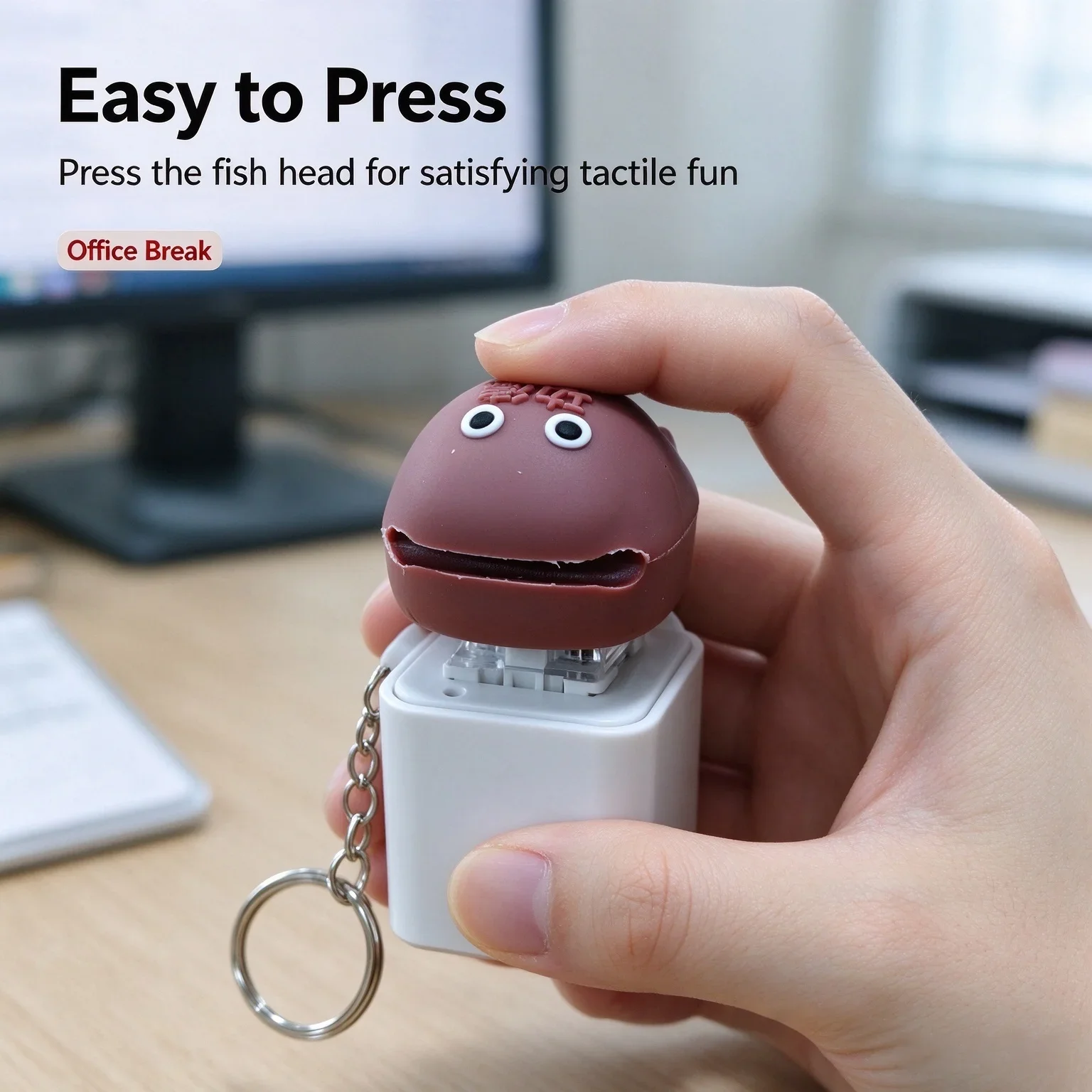 Mini LED Wooden Fish Clicker Keychain - Funny Mechanical Keyboard Switch Fidget Toy Anti-Anxiety Desk Decor & Unique Gift