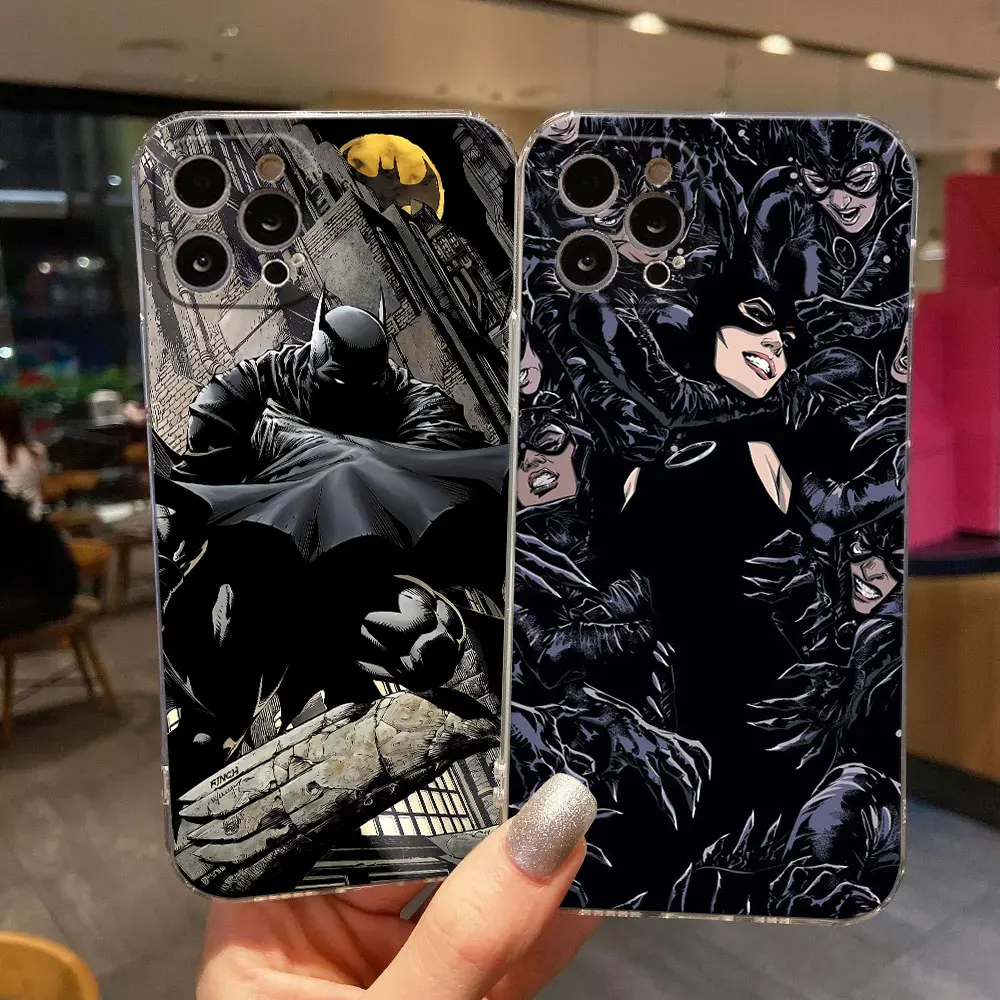 Clear Phone Case For iPhone 11 15 14 Pro Max 12 13 Mini 16 Pro Plus X S 8 7 Cover Marvel Batmans Catwomans Soft Transparent Case