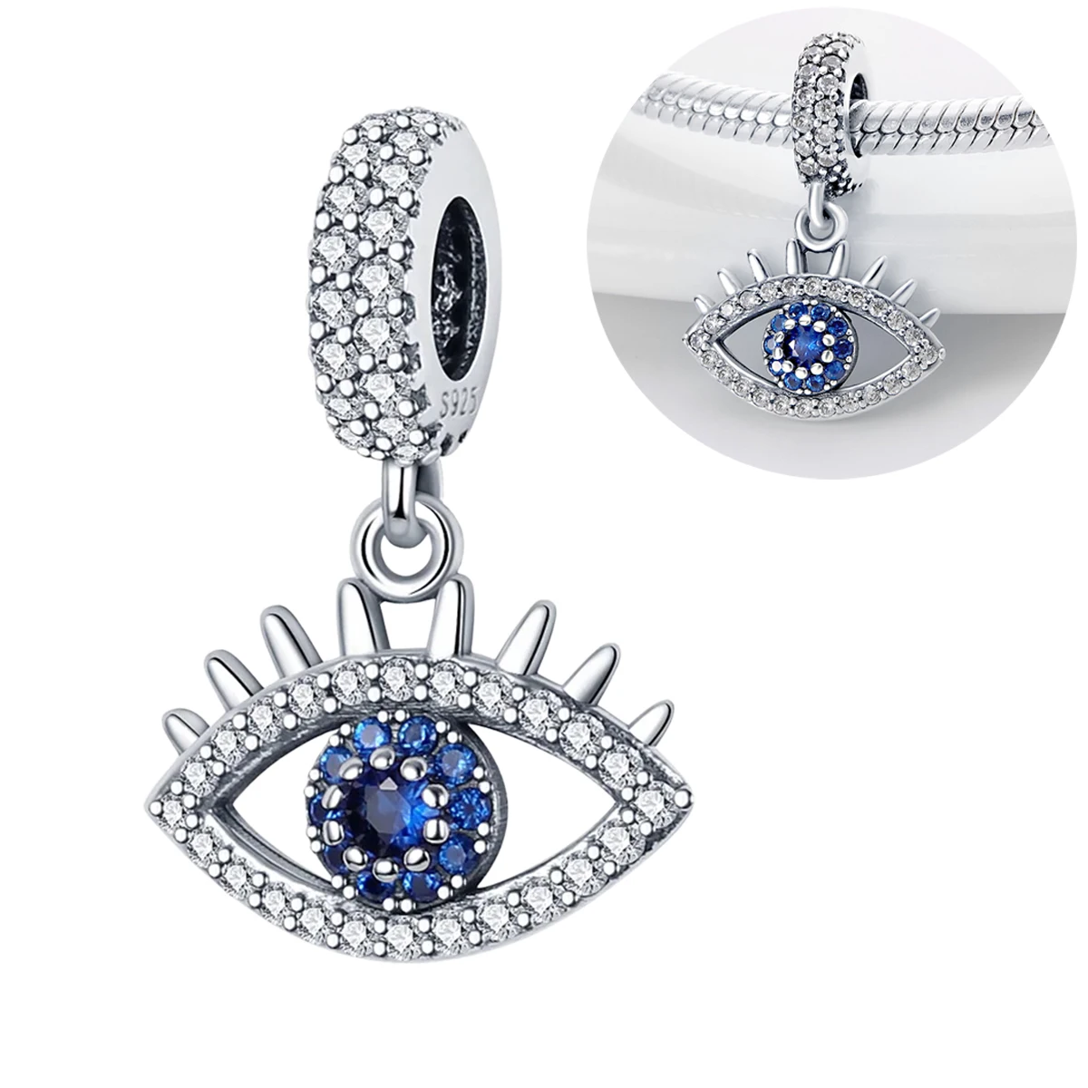 

Classic Devil's Eye Charms 925 Sterling Silver Pendants For Women Fit Original Bracelets Necklaces Fine DIY Jewelry Making