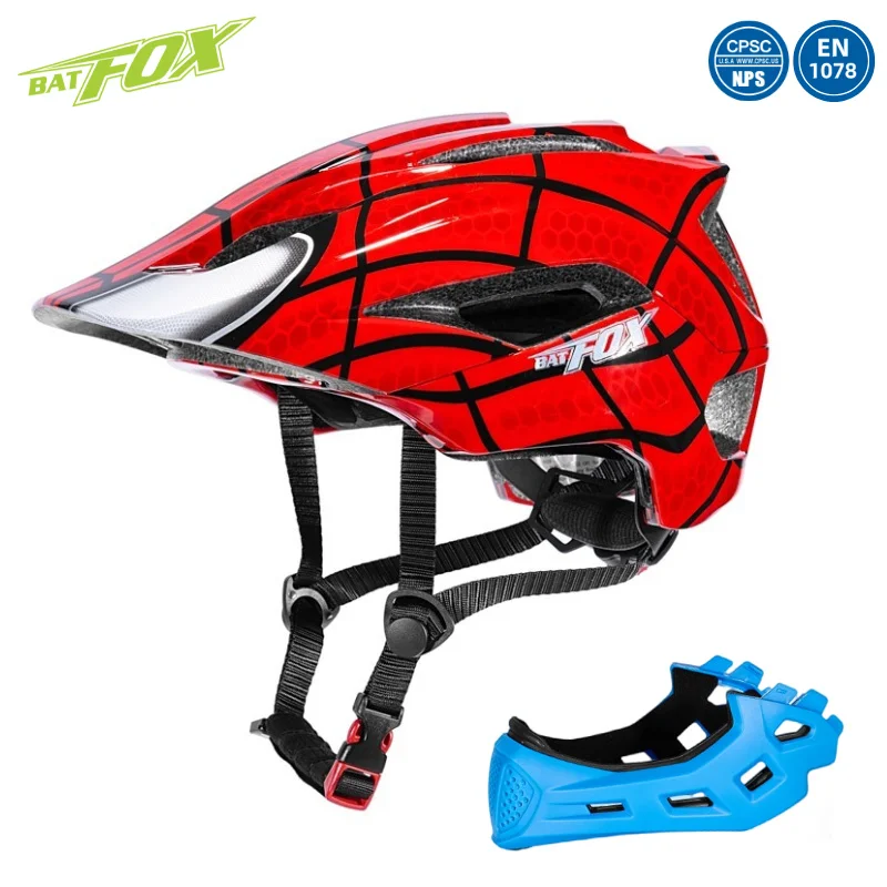 

BATFOX Children Full Face Bike Helmet Removable Chin Balance Bike Skateboard Roller Skating Safety Cap Kids Bicycle Cycling Gear
