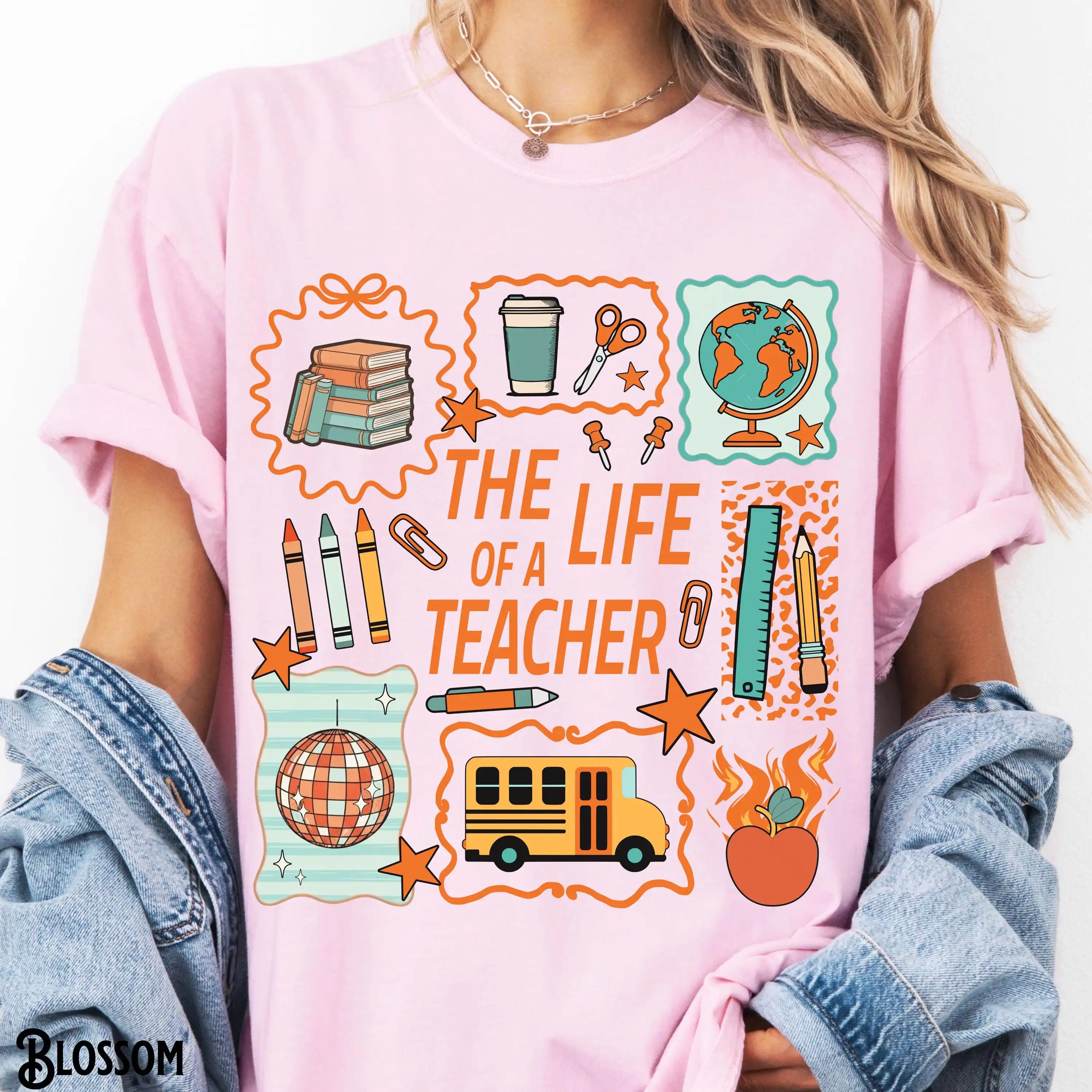 The Life of a Teacher T-Shirt, Teaching Showgirl Tee, Back to School, Doodle Frames, Music, Elementary School Supplies