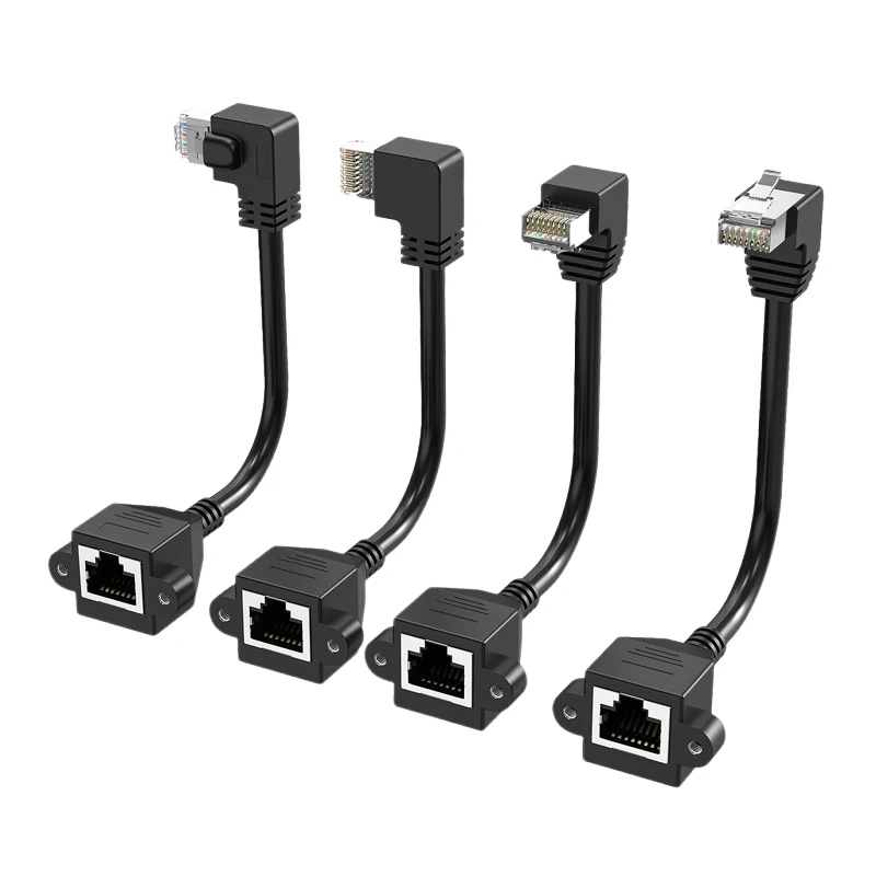 3M 30cm 150cm RJ45 Male To Female Ethernet Screw Lock Panel Mount LAN Network Extension Line Cord Up Down Right Angeld Cable