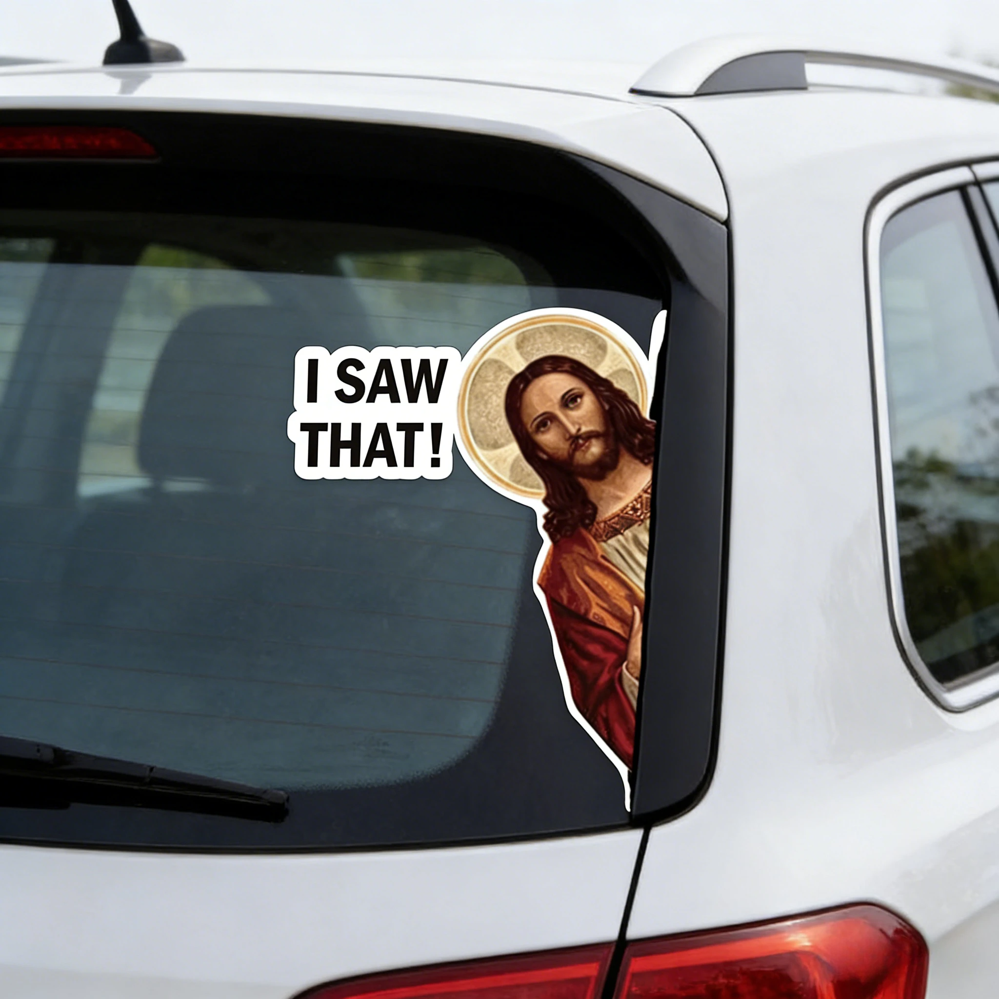 

Jesus "I SAW THAT" Car Sticker | Waterproof Vinyl Decal for Window, Bumper & Truck | Auto Accessories
