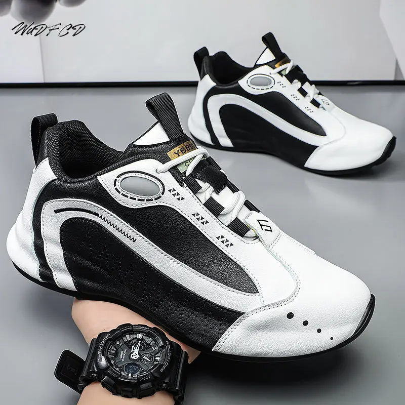 Chunky Sneaker Men Cover Bottom Board Shoes Fashion Casual Microfiber Leather Breathable Increased Internal Platform Sport Shoes