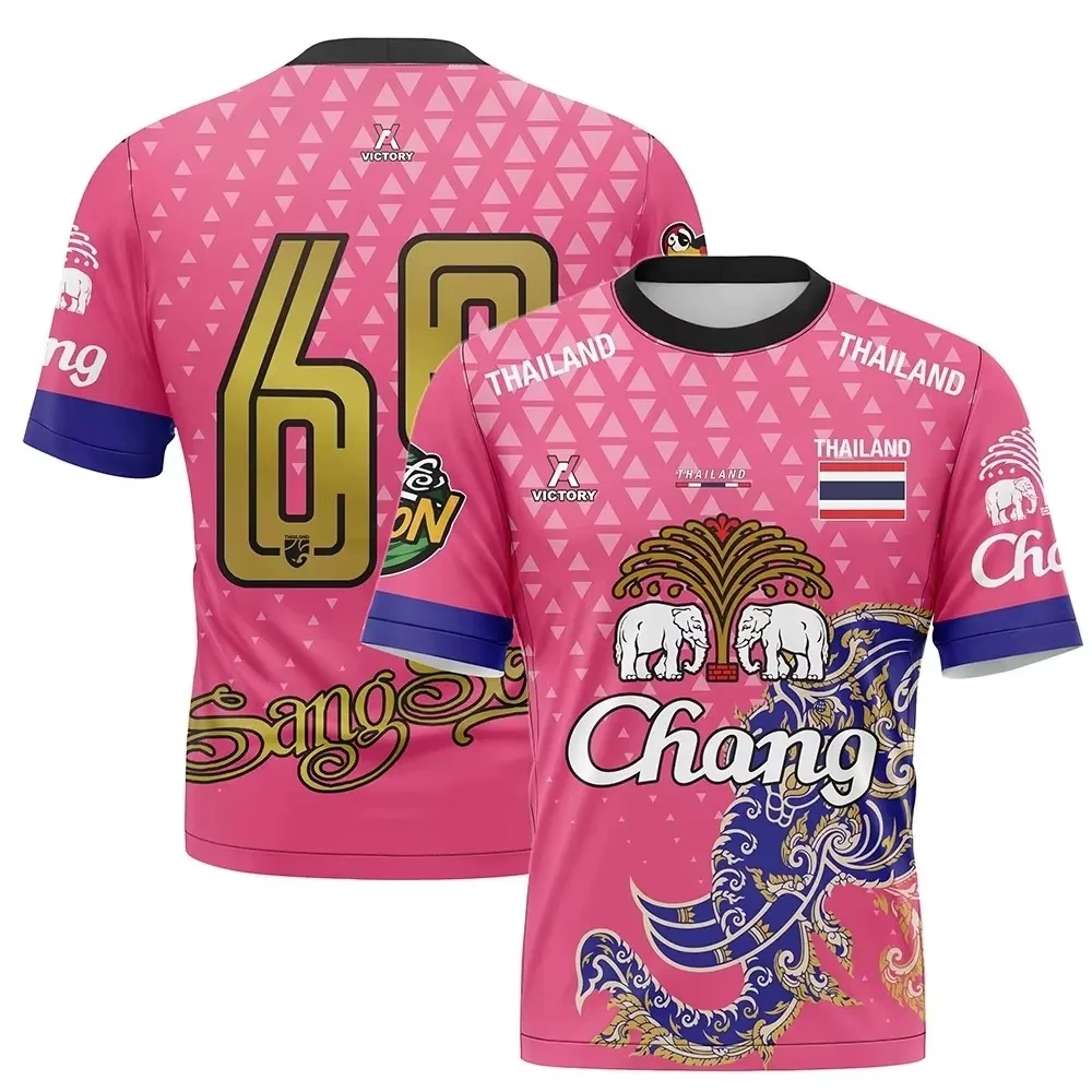 Thai Chang Elephant 3D Print Sport Quick-dry Breathable Men T-shirt Outdoor Muay Thai Jersey Team Fan Club Training Short Sleeve