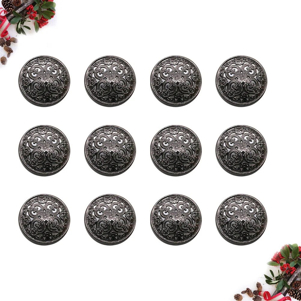 

30 Pcs Metal Buttons Silver Hollow Dome Bulk Black Sewing for Clothes Fashion Miss