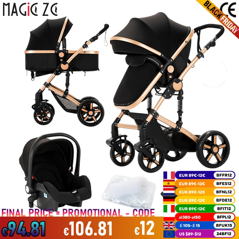 Compact Design 3 in 1 Baby Stroller Lightweight High Landscape Multifunctional Baby Carriage with Mosquito net Infant Car Seats