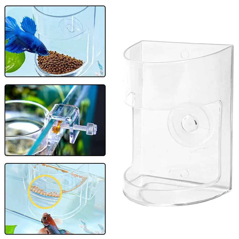 Acrylic Aquarium Feeders Ring Suction Cup Transparent Fish Tank Food Dispenser Fixed-Point Fish Feeder Tray for Baby Fish Shrimp