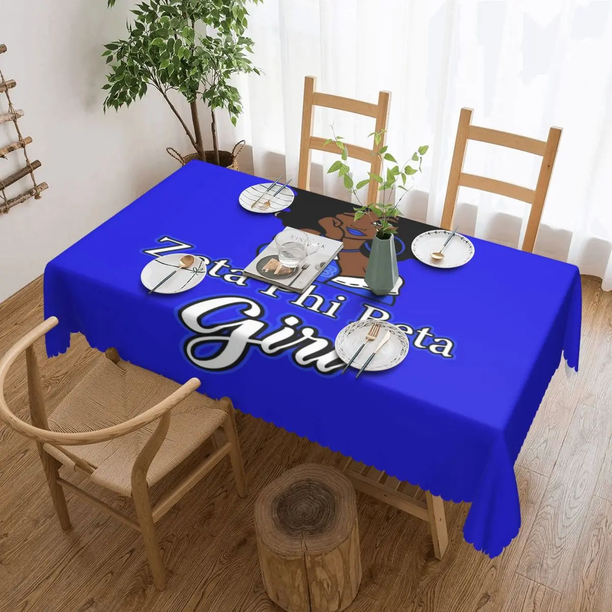 

Customized Rectangular Zeta Girl Tablecloth Fit 45"-50" Table Cloth Zeta Phi Beta Sorority Table Cover