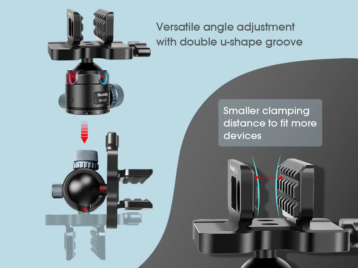 Manbily BH-U3 360 ° Kugelkopf für Jagdgewehr-Stativ, Satteladapter-Clip für präzises Schießen, Outdoor-Stativklemme, 44-mm-Kopf – Detail 6