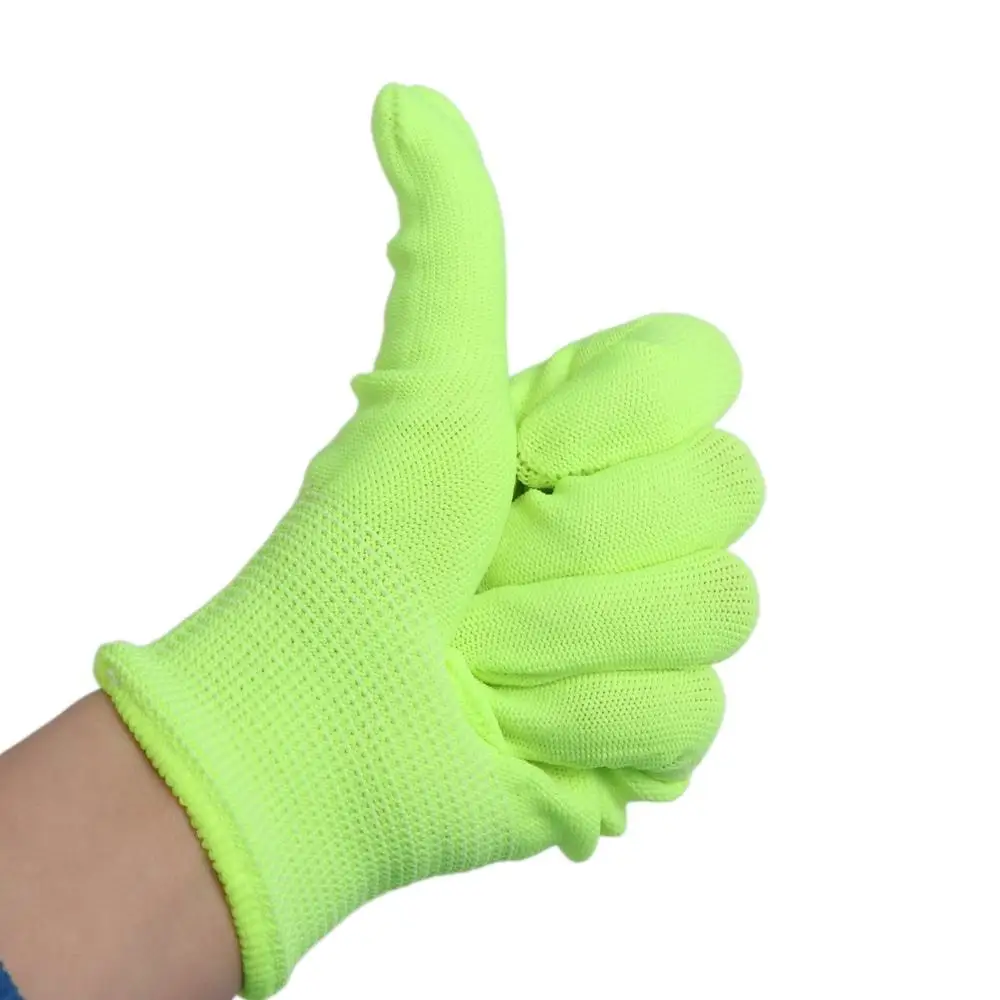 1 Pair Work Gloves Durable Fluorescent Gloves Anti-Slip Breathable Green Gloves Elastic Flexible Neon Glove Birthday Decor