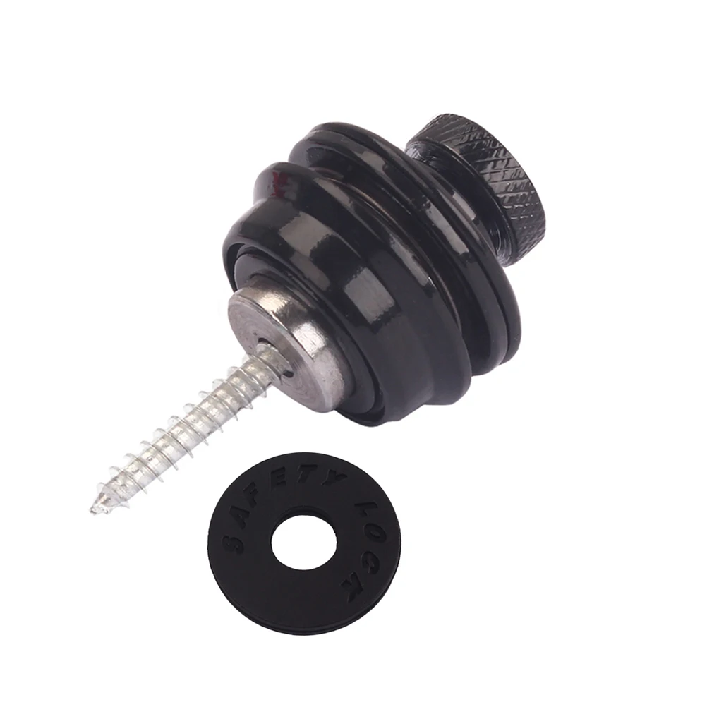 

Heavy Duty Alloy Mushroom Head Guitar Strap Buttons Safety Locks For Electric Bass Guitar Parts Black Replaces Original Pegs No