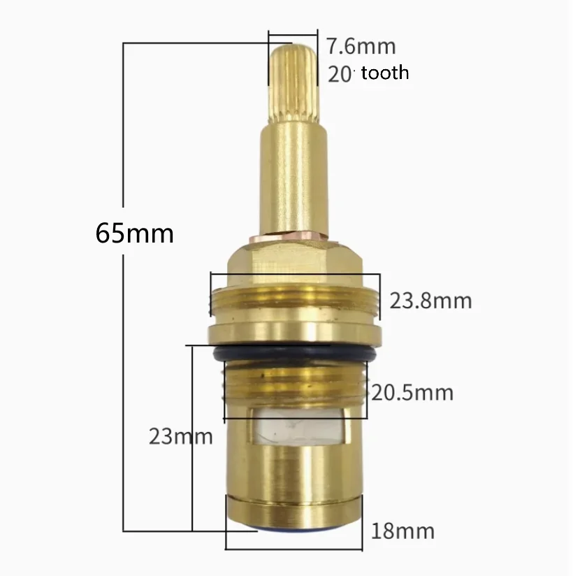 

MTTUZK Brass 65mm G1/2 Tooth Faucet Valve Core Hot Cold Brass Spool Faucet Double Tooth Cartridge With Flange Ceramic valve