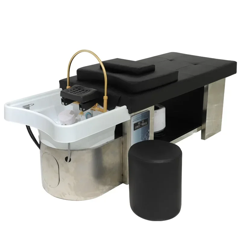 أثاث صالون سرير علاجي حديث مع وظيفة تدوير المياه بالشامبو وطاولة سبا للتجميل