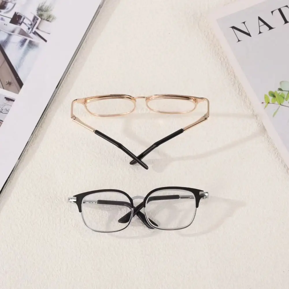 Cute Metal Doll Glasses Ellipse Frame Photo Prop Plush Doll Eyeglasses Pets Glasses 20cm Dolls