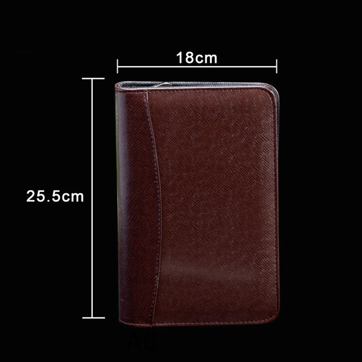 PU Cover A5 Zipper Notebook Loose-Leaf Business Notepad Coffee Multifunctional Travel Agenda Calculator Card Holder Pen