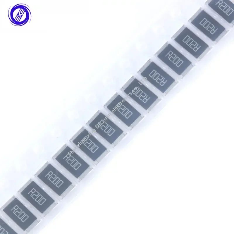 Componente passivo da microplaqueta, 2512 SMD Resistor, 1W, 0,2 ohm, 0.2R, resistência R200, 1% 2512, 50 PCes