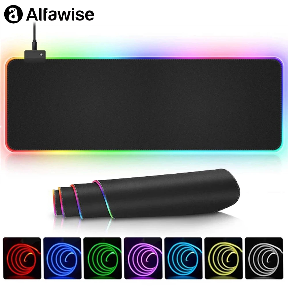 

RGB LED Light Gaming Mouse Pad Rubber Waterproof Large Mousepad Computer Carpet With Backlit Gaming Deck Accessories Mouse Mats
