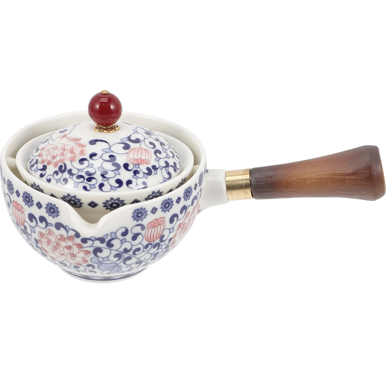 

360 Degree Side Handle Pot Rotating Teapot Loose Brewing Delicate Ceramic Ceramics Wooden Chinese Office