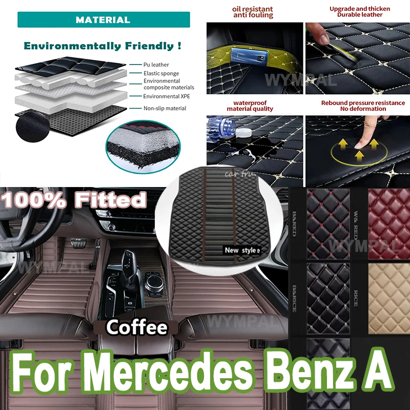 

Luxury Anti-dirt Car Floor Mats For Mercedes Benz A Class W177 2019~2021 Pads Carpet Non-slip Dirt-resistant Car Accessories