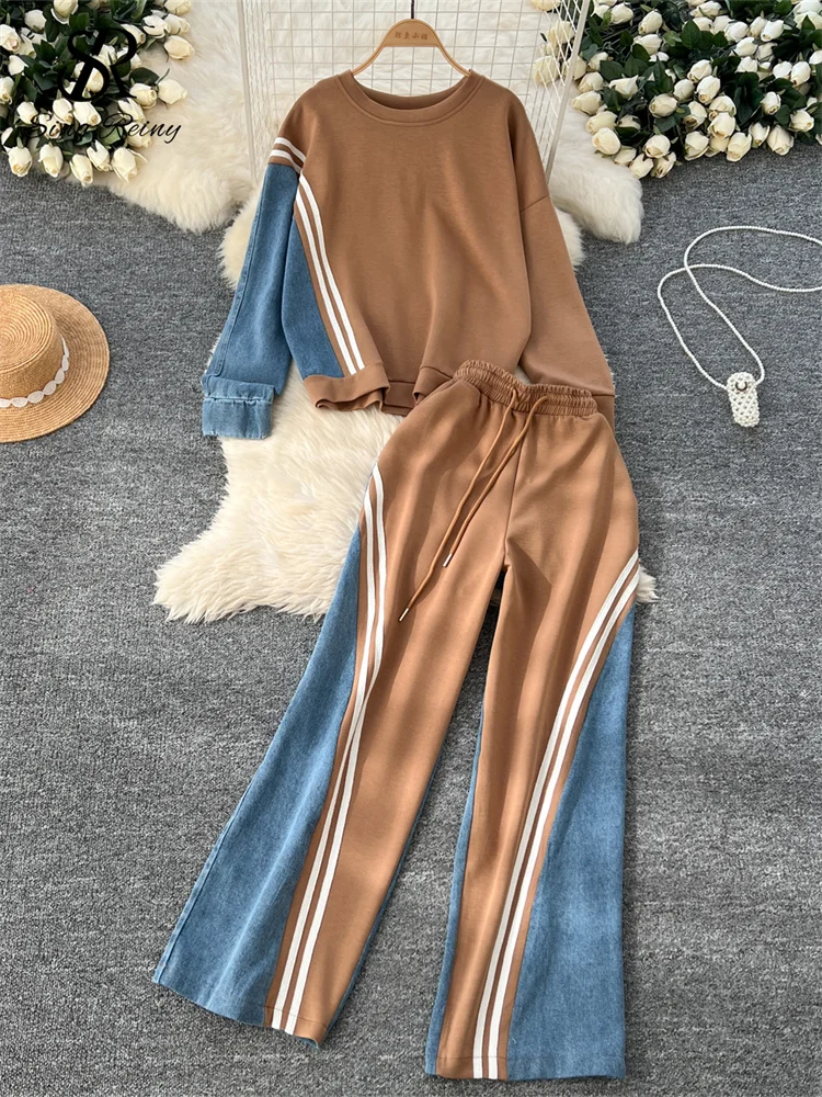 Amazon.com: BTFBM Casual 2 Piece Sets For Women Fall Outfits 2026 Ribbed Spring Long Sleeve Crop Top Wide Leg Pants Matching Lounge Set(Army Green, Small) : Clothing, Shoes & Jewelry | Women's casual suit round neck top + elastic waist drawstring | トレーナー | VFIIIOLPAA