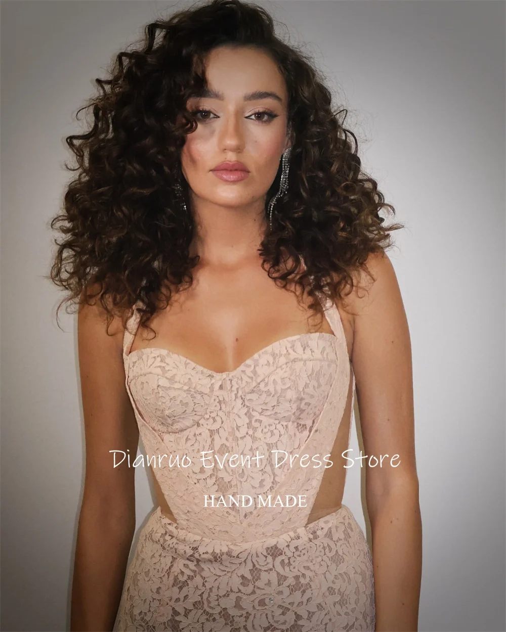 Dianruo Шикарные вечерние платья с высоким разрезом и румяной аппликацией с вырезами Vestidos De Fiesta Кружевные платья для выпускного вечера с вырезом в форме сердца по индивидуальному заказу