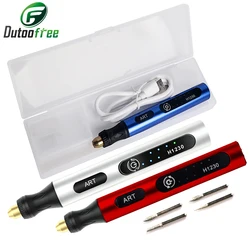 Mini furadeira sem fio usb kit de ferramentas rotativas sem fio caneta gravura em madeira diy para jóias metal vidro 3 velocidade 4.2v