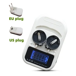 EU US Plug Intelligent LCD Screen Button Battery Charger For LIR2016 2025 2032 1632 2032H Coin Cell Battery Charging Supplies