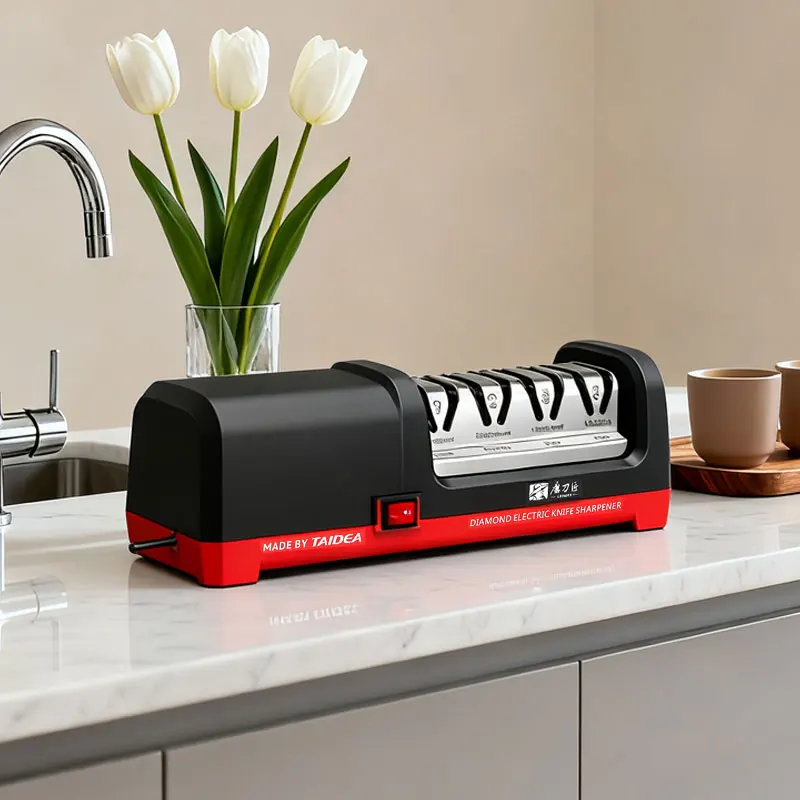 TG2102 4-Stage Electric Knife Diamond Sharpener 360 & 600 Grit with Polisher, 18W Fast & Efficient for Knives Scissors Tools