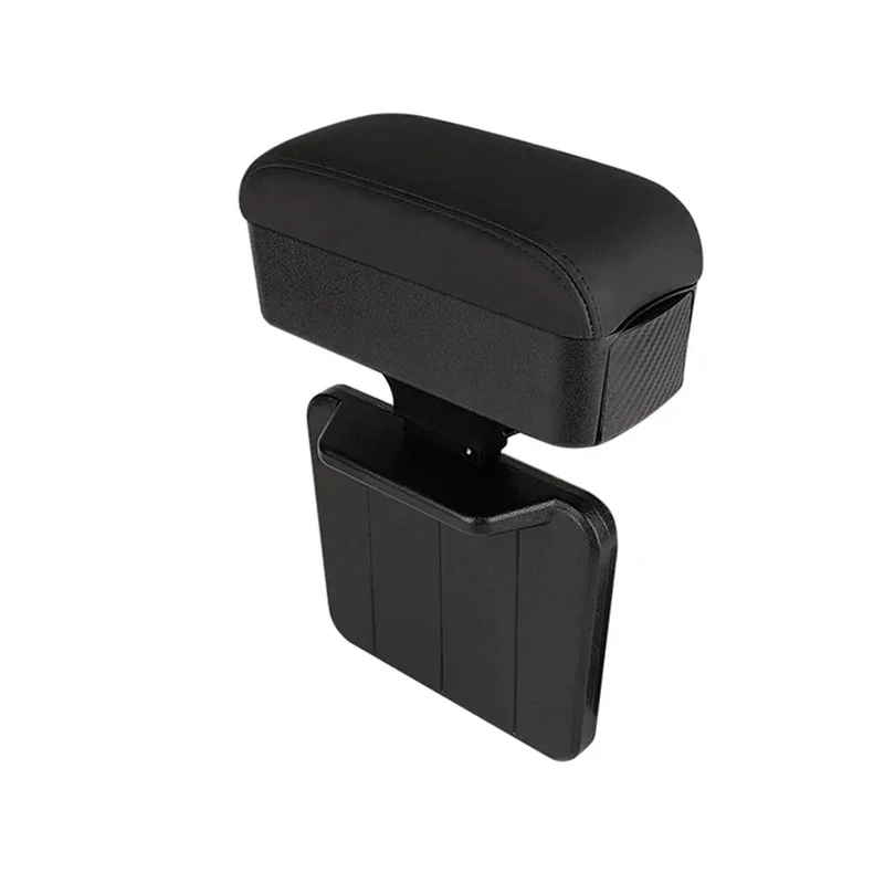 Height Adjustable Car Center Console Gap Storage Organizer with Liftable Tray Elbow Support Armrest Pad for SUV Sedan