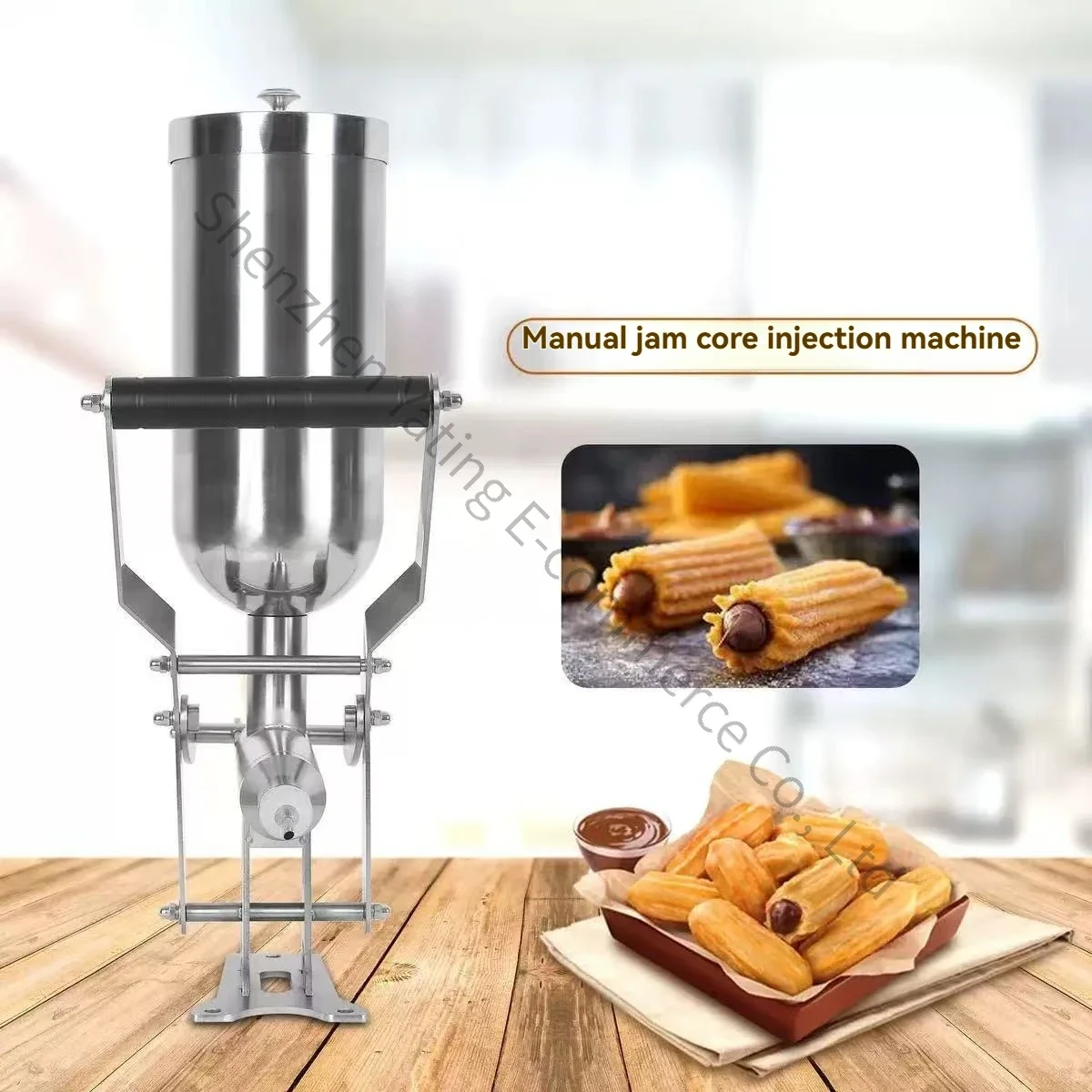 Cream and chocolate filling equipment; dual-mode (manual/electric) center-filling machine for cream puffs, bread, and cookies.
