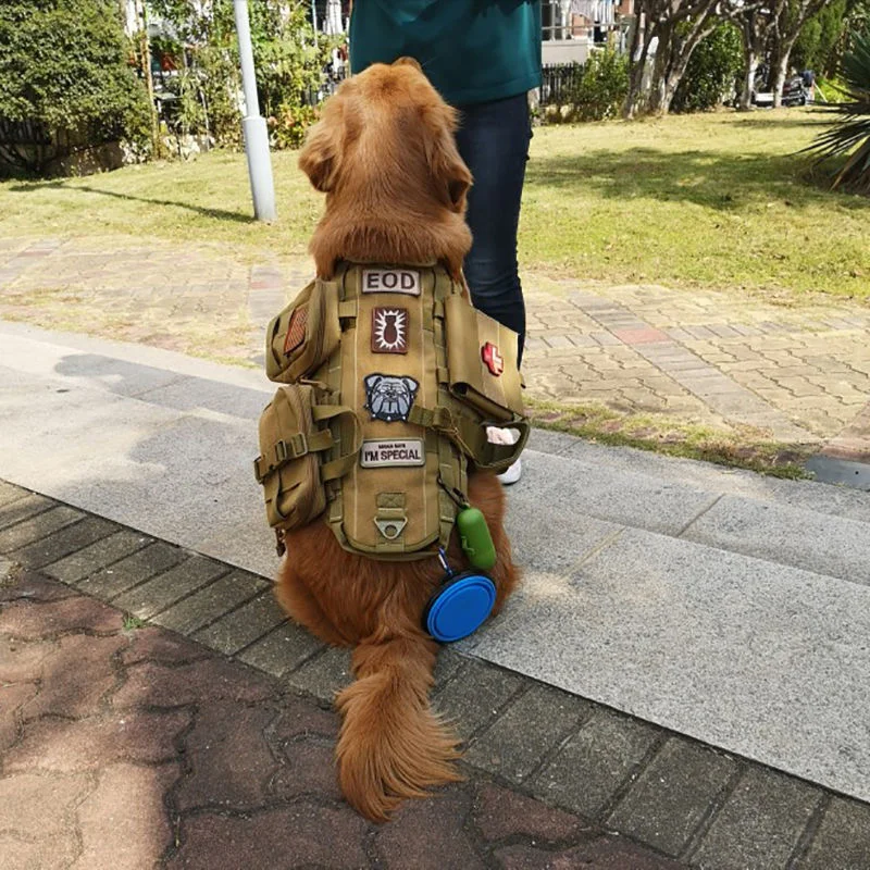 

Tactical Hunting Dog Harness Vest, Detachable With First Aid Pouch, Comfortable Neck Guard, For Outdoor Use