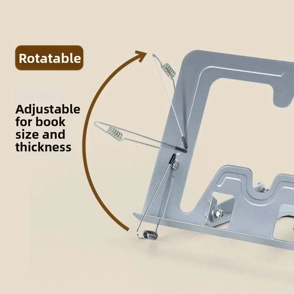 Laptop Riser Full Metal Reading Stand Rotating Adjustable Book Holder Sturdy Dual Arm Bookstand Students