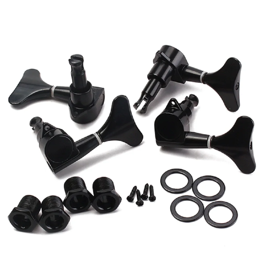 

4 Bass Tuning Pegs Black Metal 56x28x15mm Heavy Style 2R2L Replacement Parts For 4 String Electric Bass Guitar