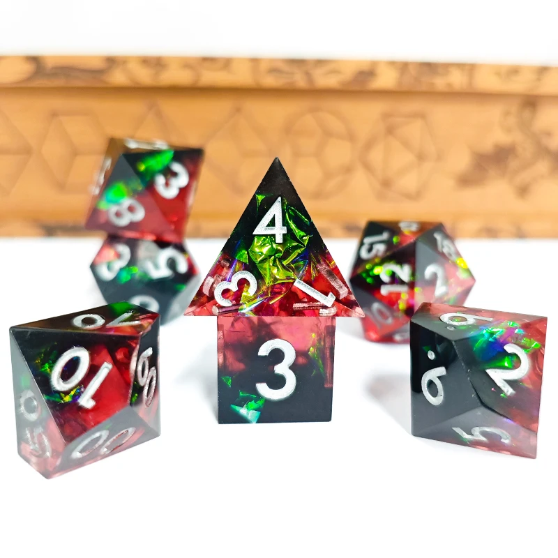 DND Resin Sharp Edge Dice Set Dungeons and Dragons Dice Set for DND RPG MTG Role-playing Board Games Toys Entertainment KTV Dice